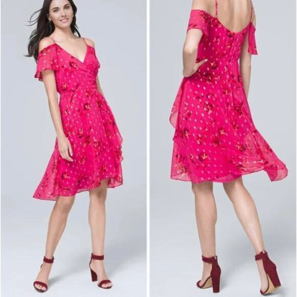 New!  White House Black Market Floral Cold-Shoulder Dress, 4‎